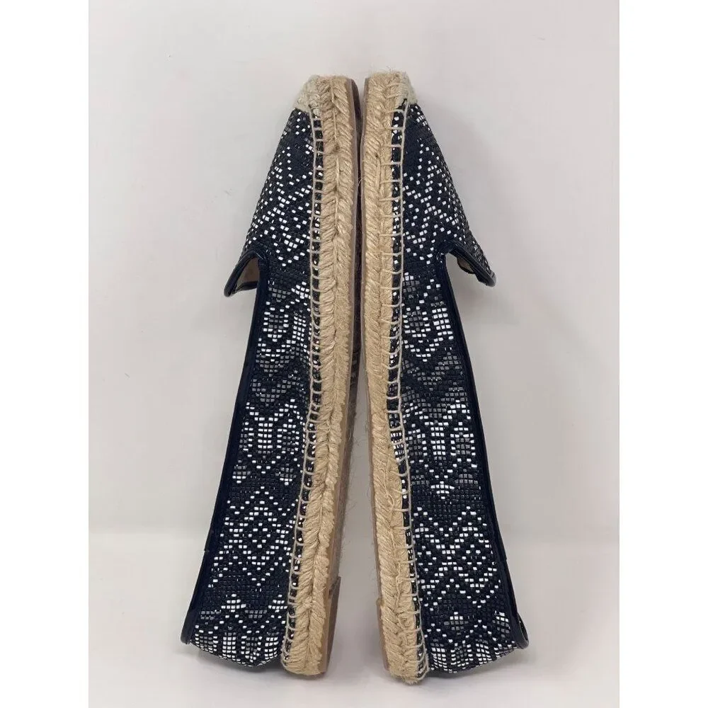 Nine West NWBeachinit Espadrille Flats 11M Black & White Pattern Textile Upper
